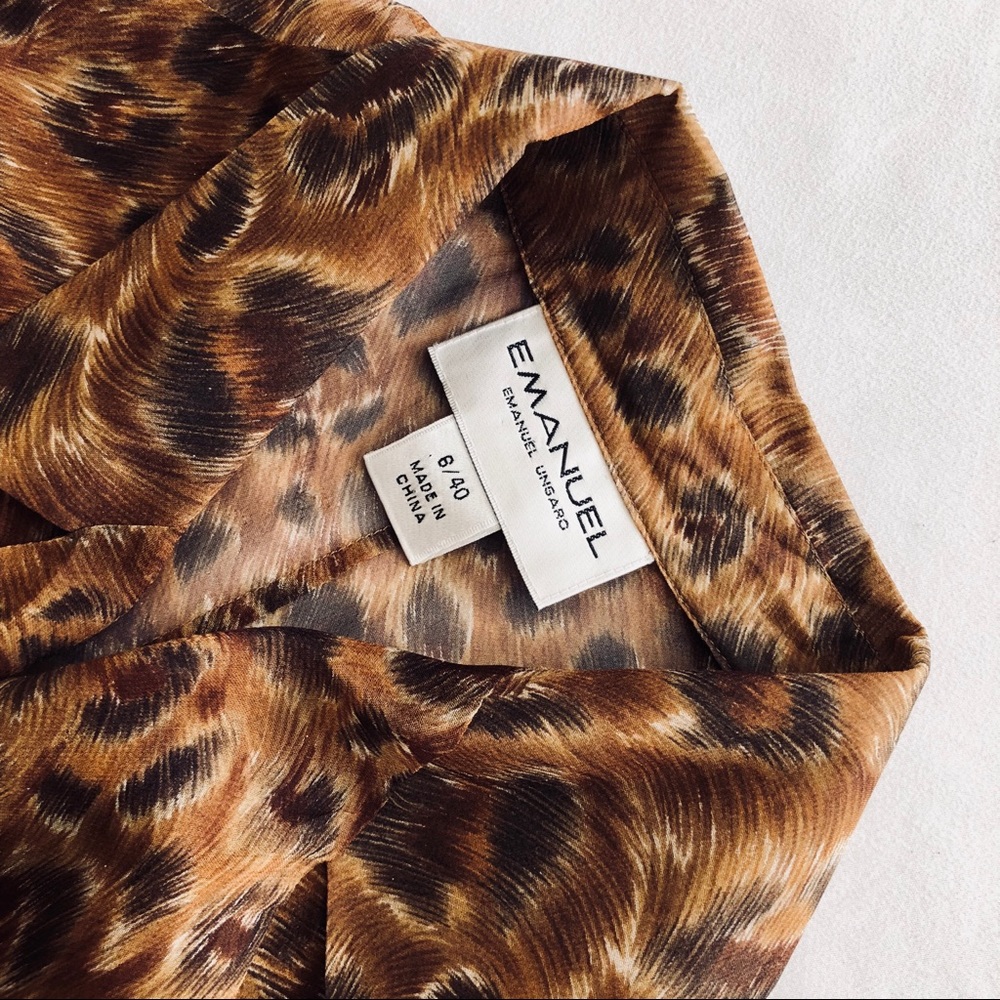 SOLD! Emanuel Ungaro Animal Print Silk Blouse - Picture 3 of 4